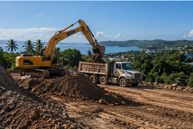 Excavadora realizando movimiento de tierra